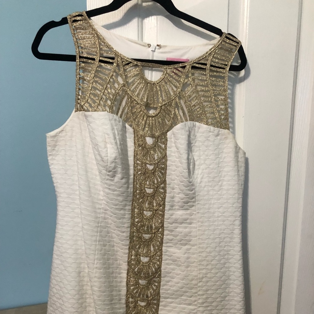 Lilly Pulitzer Gold & White Shift Dress